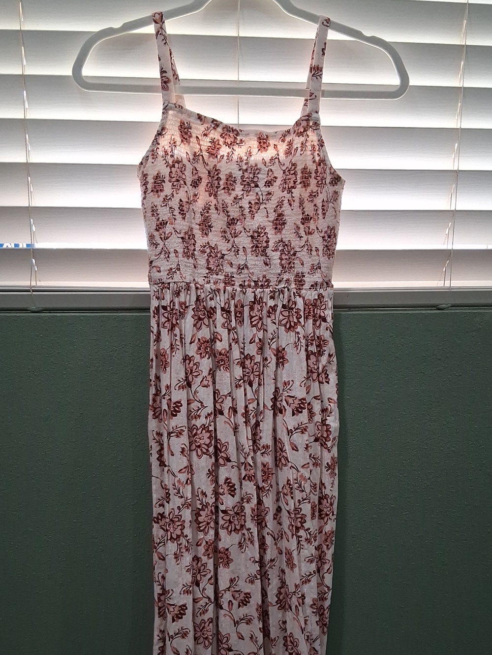 Old Navy White Dress with Rust Floral Print